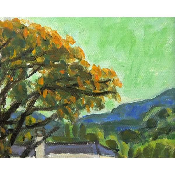 一木 万寿三「山の手風景」油絵・F4号 一水会会員 全道展創立会員 北海道文化賞 滝川出身 真作保証 小竹美術