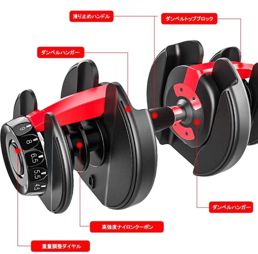 ダンベル 可変式 24kg 2個 可変式ダンベル 15段階調整 - メルカリ