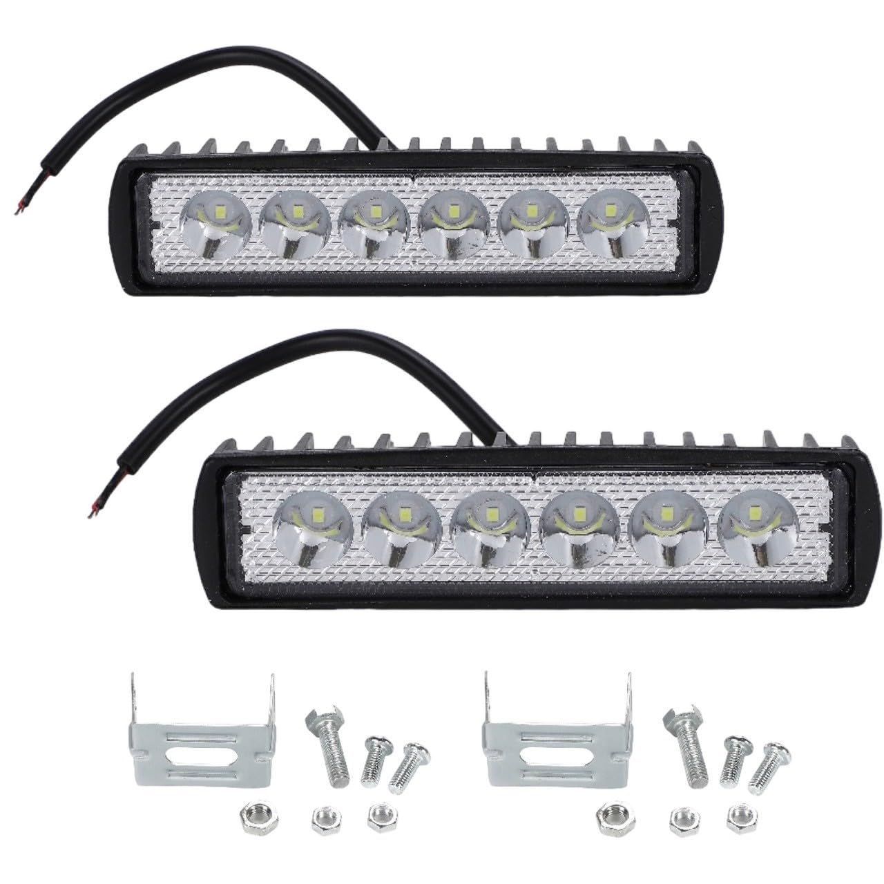 【在庫処分】24V 兼用 12V 吊り下げ LED LED ワークライト 2個セット IP67防水 車 6連 オートバイ 18W トラック 機械 作業灯 バックランプ Kanoan フォグランプ