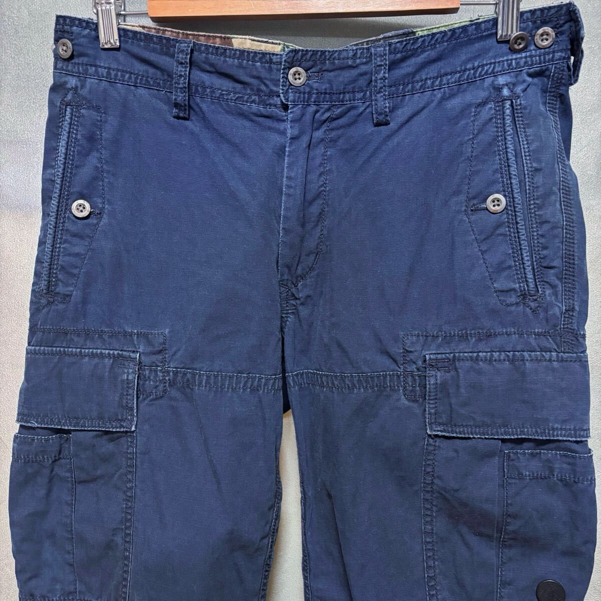 C7 ラルフローレン　パンツ　紺　ジップ　パラシュート　カーゴ　サスペンダー Ralph Lauren パラシュート カーゴ ミリタリー パンツ ネイビー