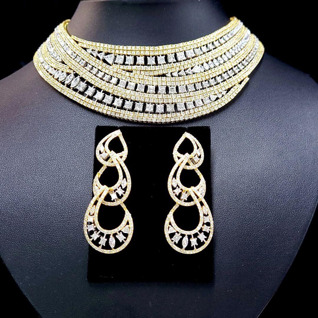 究極のVIP仕様！ 46ct ダイヤモンド K18 ネックレス ピアス セット 