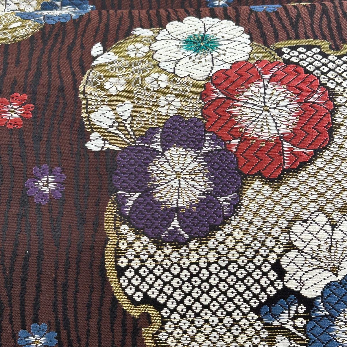 袋帯 美品 秀品 鳥 宝尽くし 金糸 箔 金色 六通 正絹 【中古 