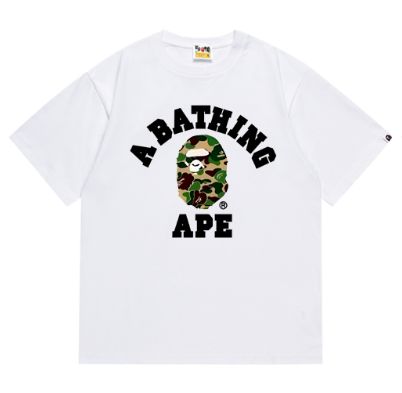 アベイシングエイプ Tシャツ ape ホワイト 男女兼用 A BATHING APE アベイシングエイプ 半袖Tシャツ 全日本プロレス