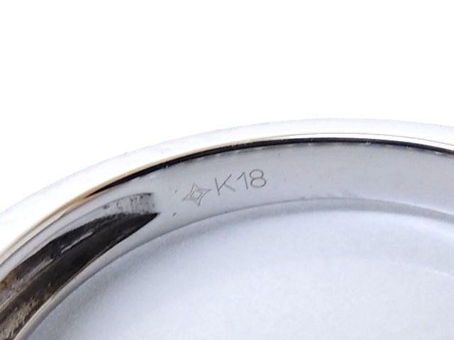 6番 美品 K18 WG ブルーダイヤ リング ■ 17号 ホワイトゴールド