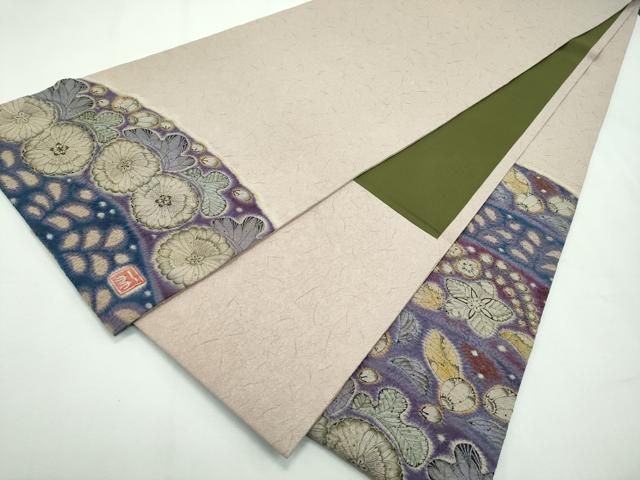 平和屋本店□最高級 初代 久保田一竹 幻の辻が花 太鼓柄袋帯 開き