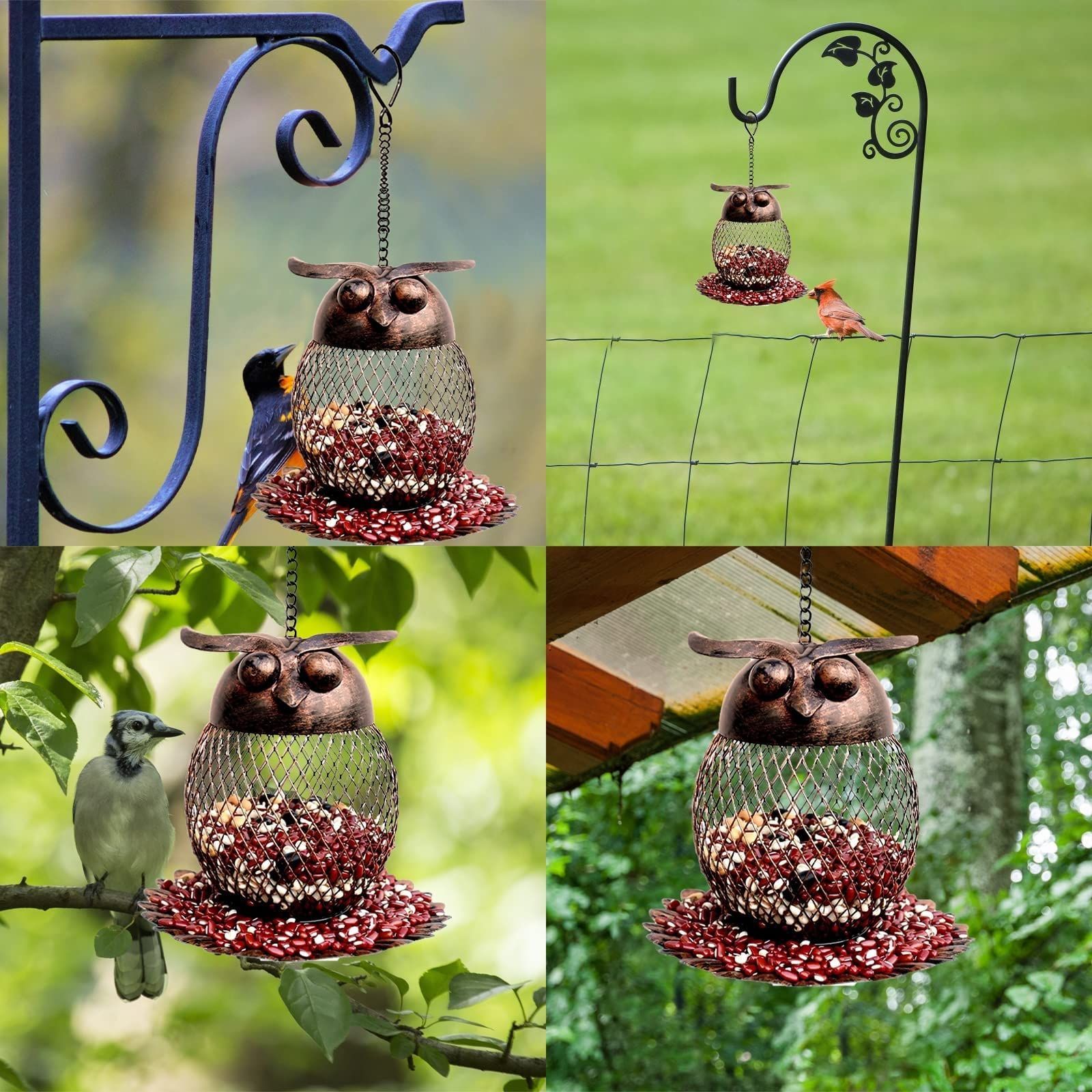 屋外庭の鉄芸フクロウハチドリ餌やり器ハチドリ餌やり器ハチドリ餌やり