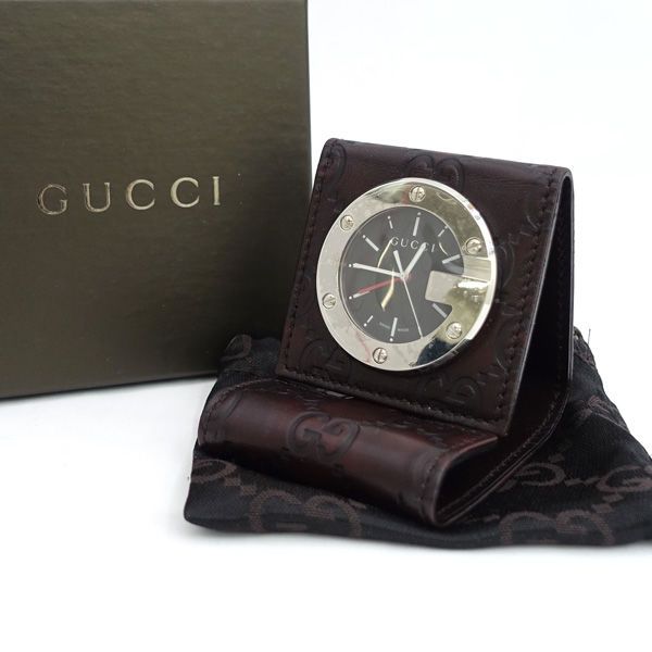GUCCI / グッチ ◇トラベルウォッチ グッチシマ ブラウン 置き時計 200