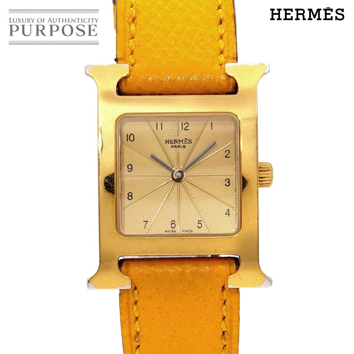 エルメス HERMES Hウォッチ HH1 201 レディース 腕時計 ゴールド イエロー クォーツ ウォッチ H Watch 90275706