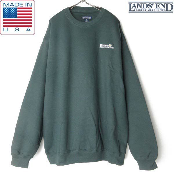 新品 90s USA製 LANDS'END スウェット 緑系 XL ランズエンド 企業物