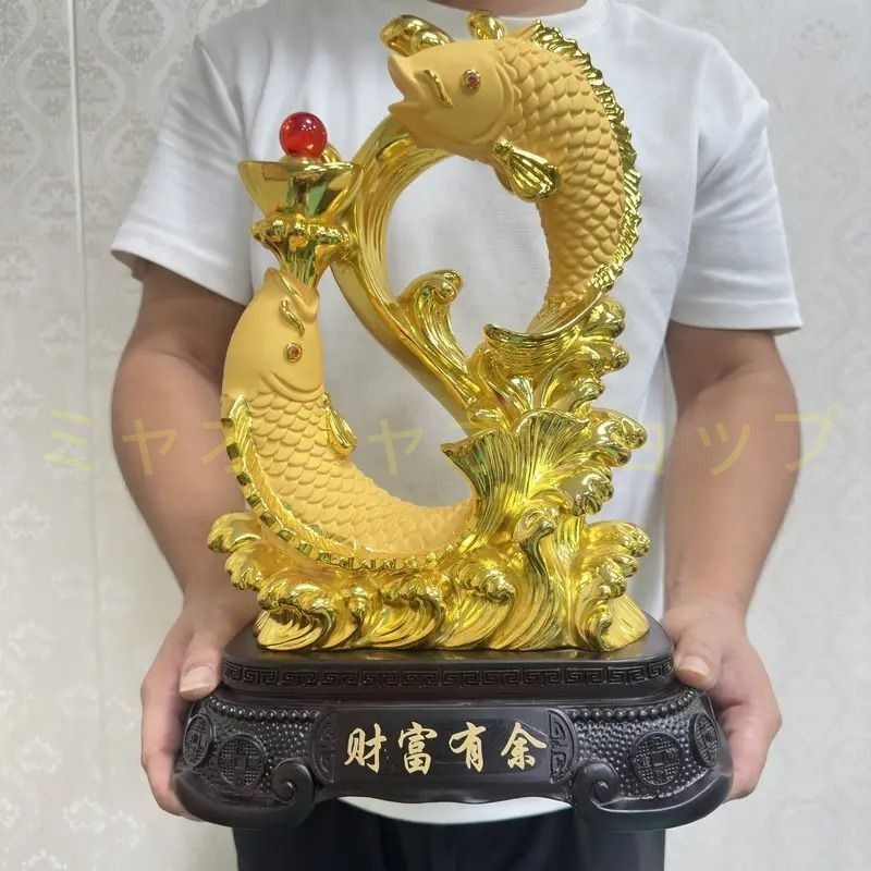 魚 置物 オブジェ ゴールド 金 黄金 幸運 長寿 縁起物 魔除け 厄除 開運 幸運 財運 金運 安産祈願 無病息災 子宝 健康運 リビング 玄関 オフィス インテリア