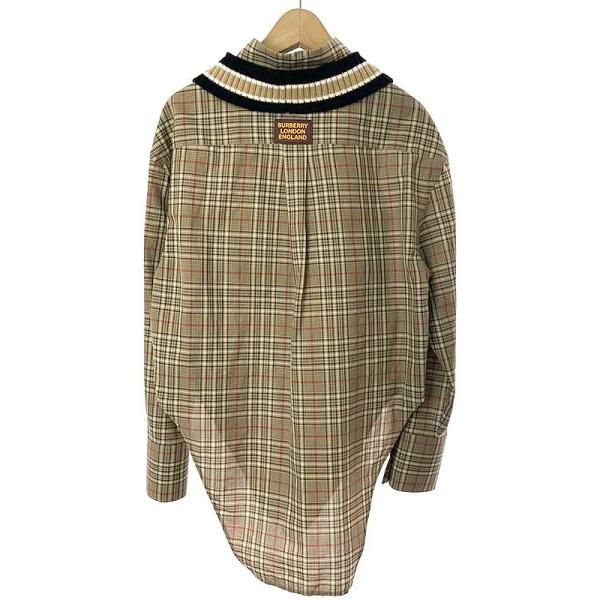 BURBERRYバーバリー20AWニットドッキングオーバーサイズチェックシャツ 