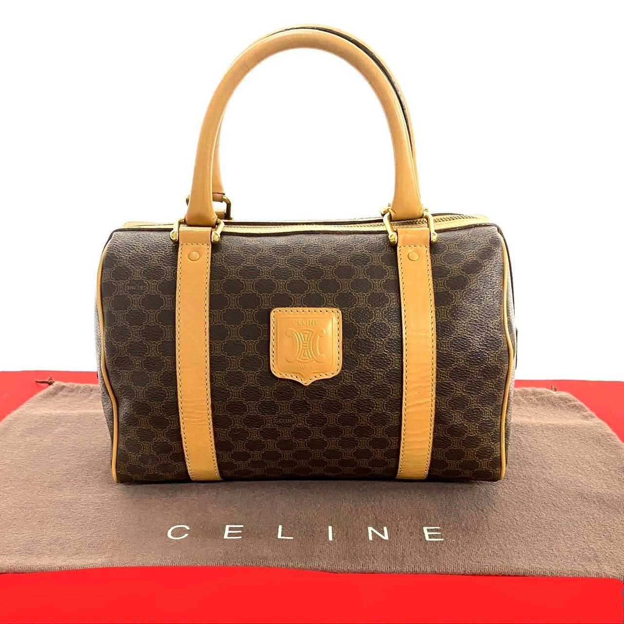 極 美品 CELINE セリーヌ ヴィンテージ マカダム ブラゾン ロゴ 柄 