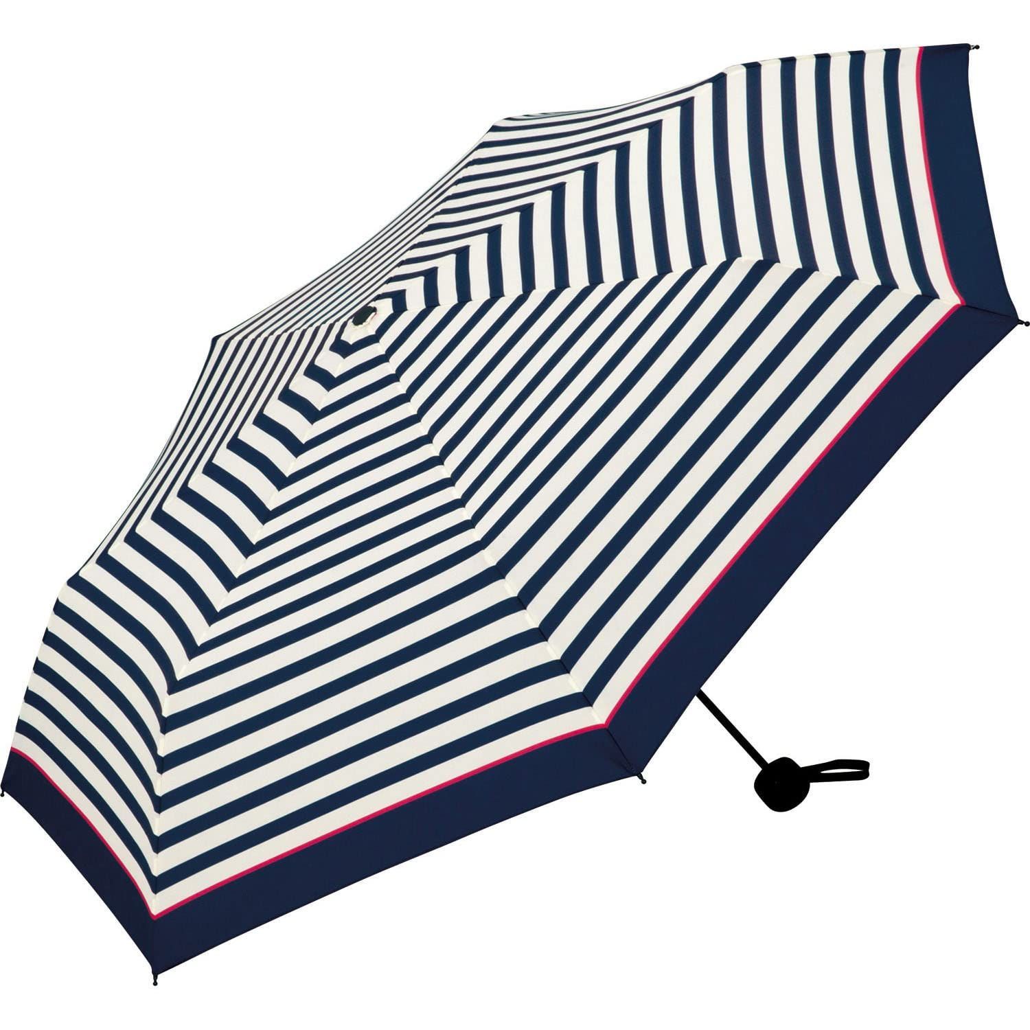 【人気商品】折りたたみ傘 Wpc. BASIC FOLDING ピンクラインボーダー 雨傘 メンズ 晴雨兼用 大きい ベーシック シンプル 持ち手 太い 通勤 通学 はっ水 持続 おしゃれ 男性 女性 レディース UX001-038