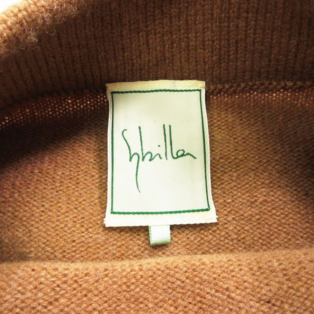 Sybilla シビラ 花 フラワー 刺繍 ニット セーター モックネック ハイネック プルオーバー トップス M キャメル レディース 【中古】 Sybilla シビラ 花 フラワー 刺繍 ニット セーター モックネック