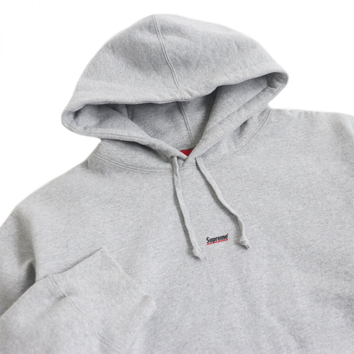 極美品□22AW Supreme/シュプリーム Satin Applique Hooded Sweatshirt バックロゴ 裏起毛 プルオーバーパーカー/フーディー グレー XL