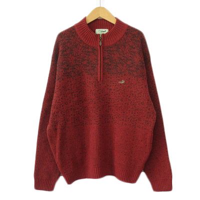 クロコダイル CROCODILE セーター ニット ハーフジップ ウール L 赤 レッド