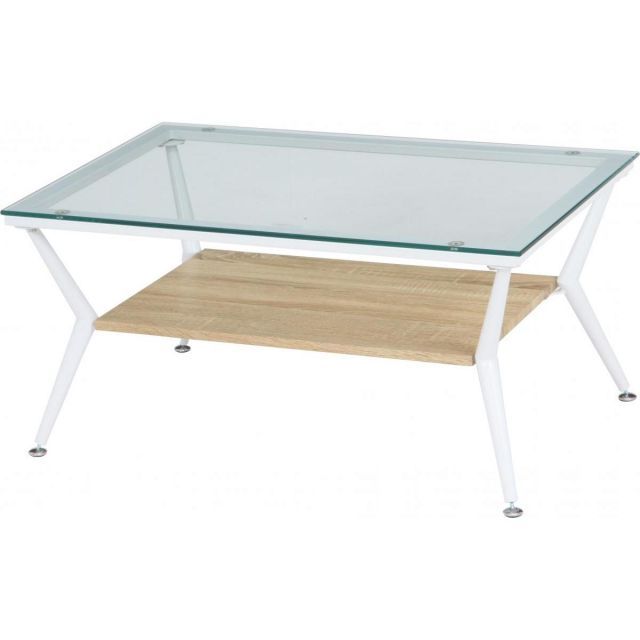 不二貿易 ガラスリビングテーブル クレア 幅120 ナチュラル 96228 不二