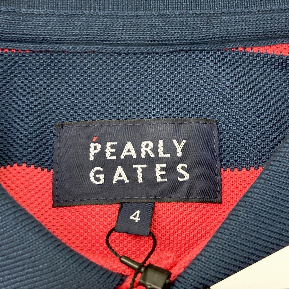 サイズ：4 PEARLY GATES パーリーゲイツ  半袖ポロシャツ ボーダー柄 レッド系 [240101377332] ゴルフウェア メンズ ストスト サイズ：4 PEARLY GATES パーリーゲイツ 半袖ポロシャツ