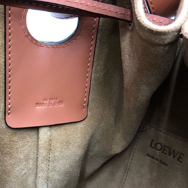 中古】 ロエベ バルーンショルダーバッグ キャンバス ベージュ カーキ 