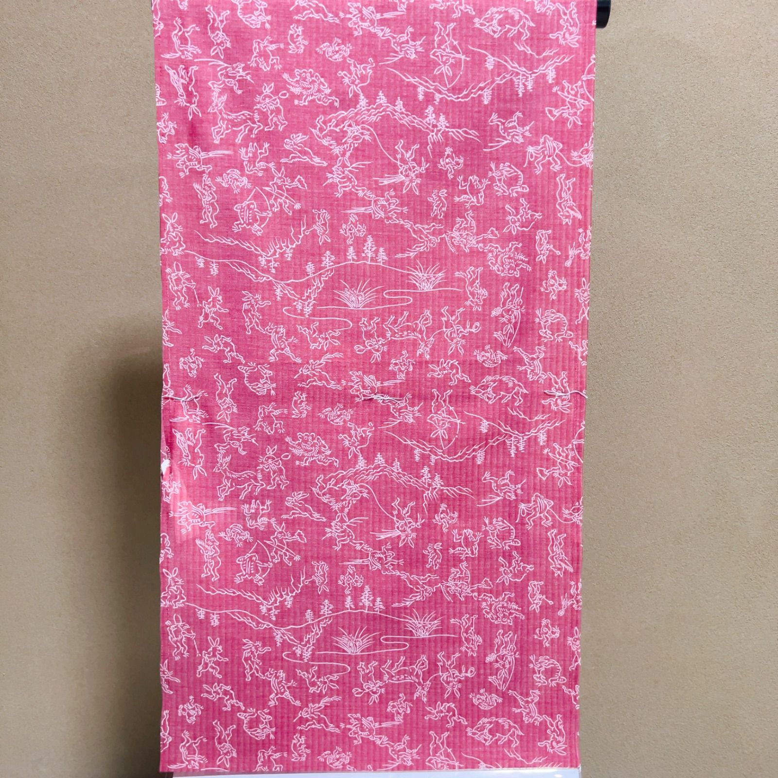 長襦袢反物 M084 夏用長襦袢 反物 赤 鳥獣戯画 爽竹 新品未使用 - メルカリ