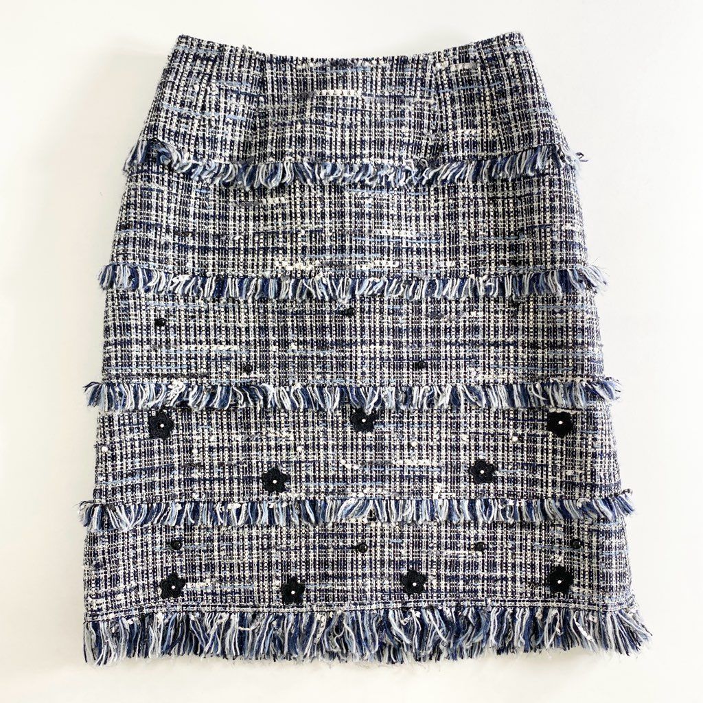54e7 日本製 Rene ルネ イタリア製 TISSUE生地 ツイードスカート  