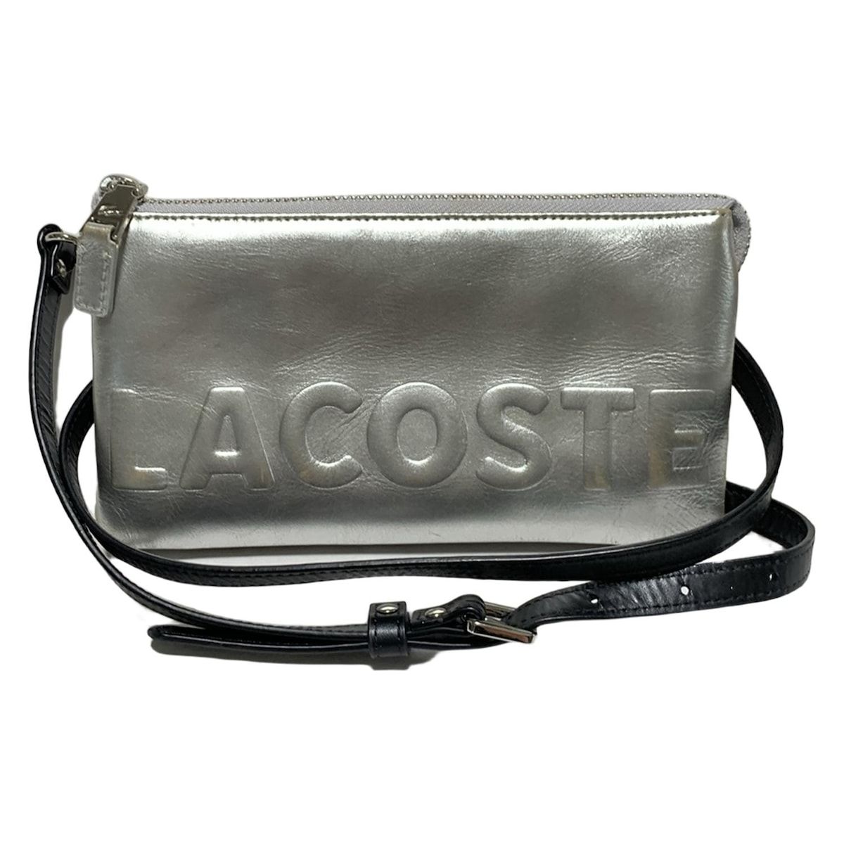 Lacoste ラコステ 財布 - シルバー ショルダーウォレット レザー