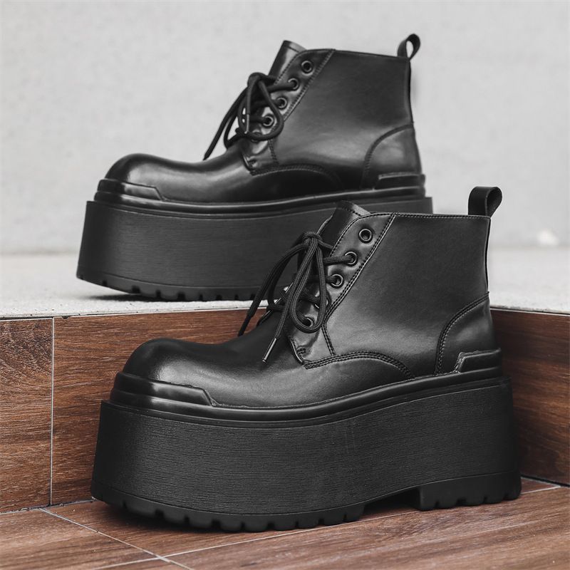 13cm身長UPメンズシークレットブーツシューズ厚底靴レザー