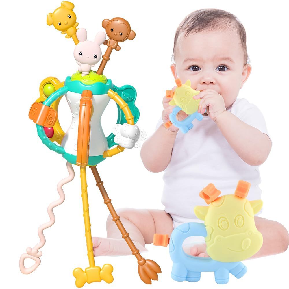 【人気商品】はがため ガラガラ toys ラトル がらがらのおもちゃ がらがら 玩具 おもちゃ オモチャ 紐 知育おもちゃ 指先トレーニング 発育 色認識 ひきぬく 集中力 指先遊び 押す 指先訓練 