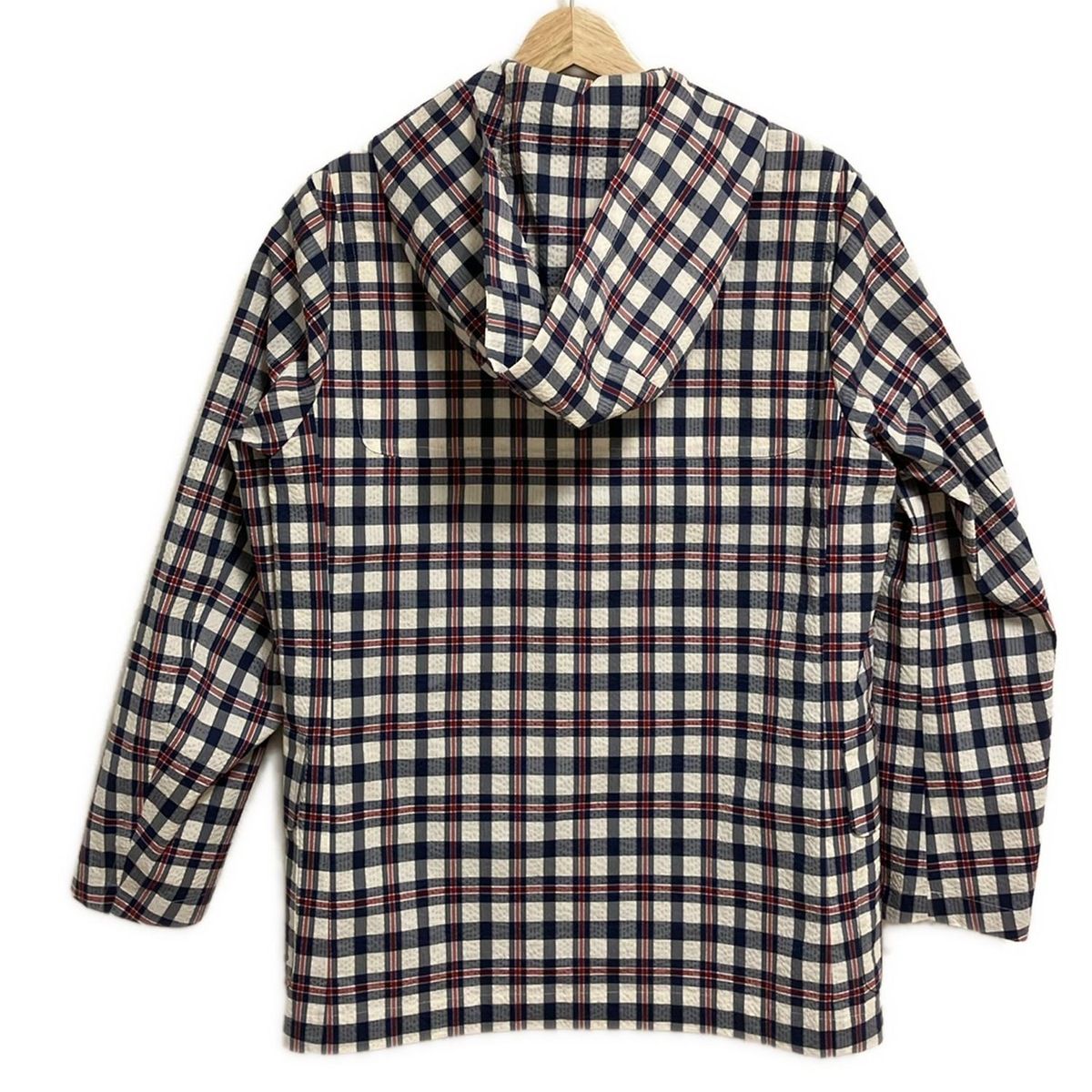 ヤンチェオンテンバール ダッフルコート サイズXS レディース チェックサマーダッフルコート ネイビー×アイボリー×レッド