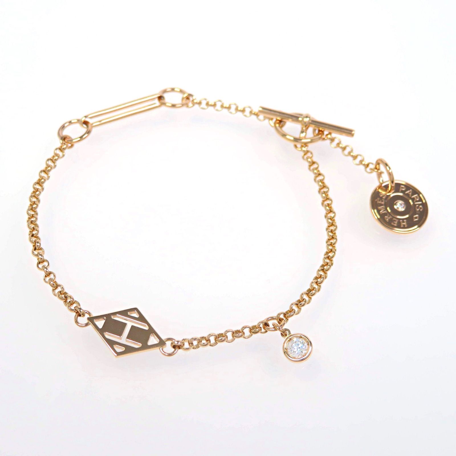 HERMES エルメス Au750 ダイヤモンド ガンバード ブレスレット