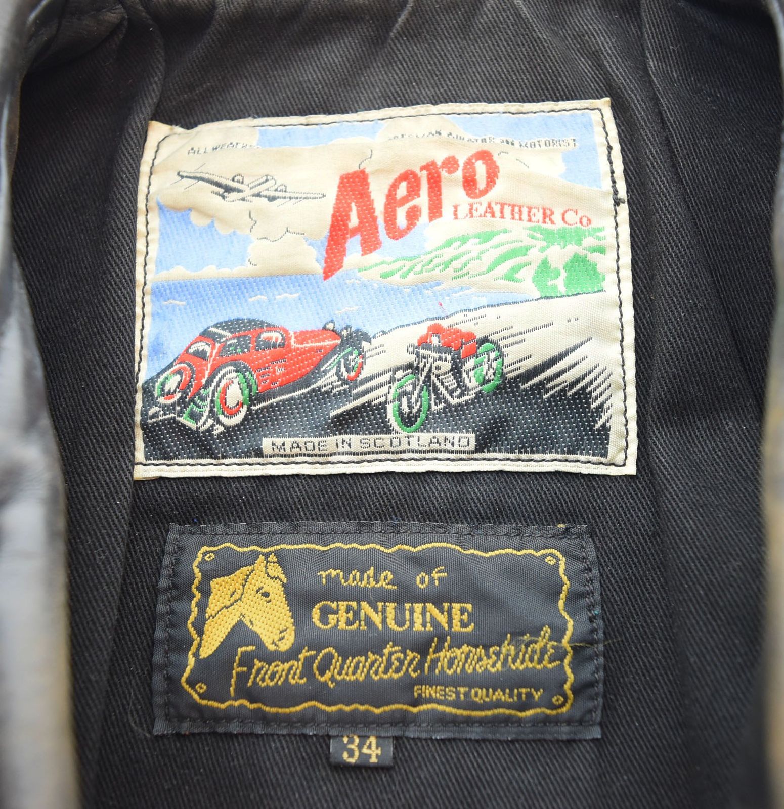 エアロレザー AERO LEATHER ダブルライダース レザージャケット 黒 34