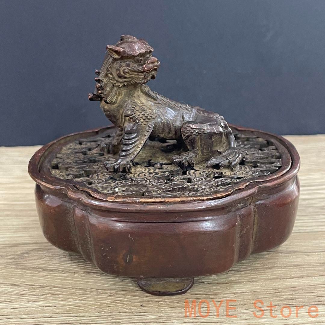 瑞獣香炉 銅器 文房具 茶道具 重厚 極細工 工芸品 美術品 茶寵の置物 仏事 瑞獣香炉 銅器 文房具 茶道具 重厚 極細工 工芸品 美術品 茶寵の