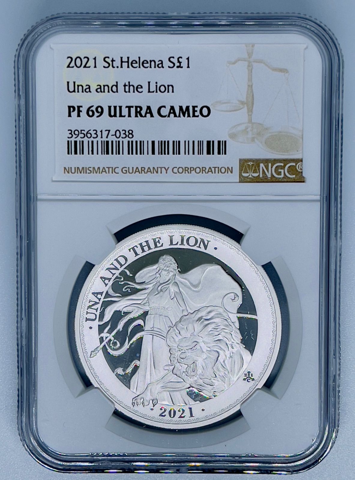 【セントヘレナ】ウナとライオン 2021年 プルーフ 銀貨 イギリス 2020 2021年グレートブリテン領セントヘレナ-エリザベス2世ウナと
