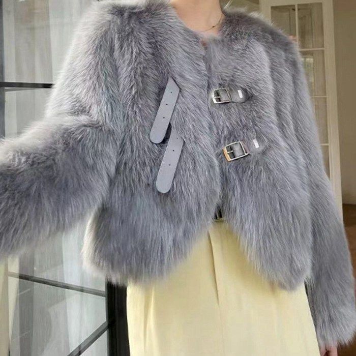 ブルーフォックス ファーコート サイズM相当 レディース 毛並み