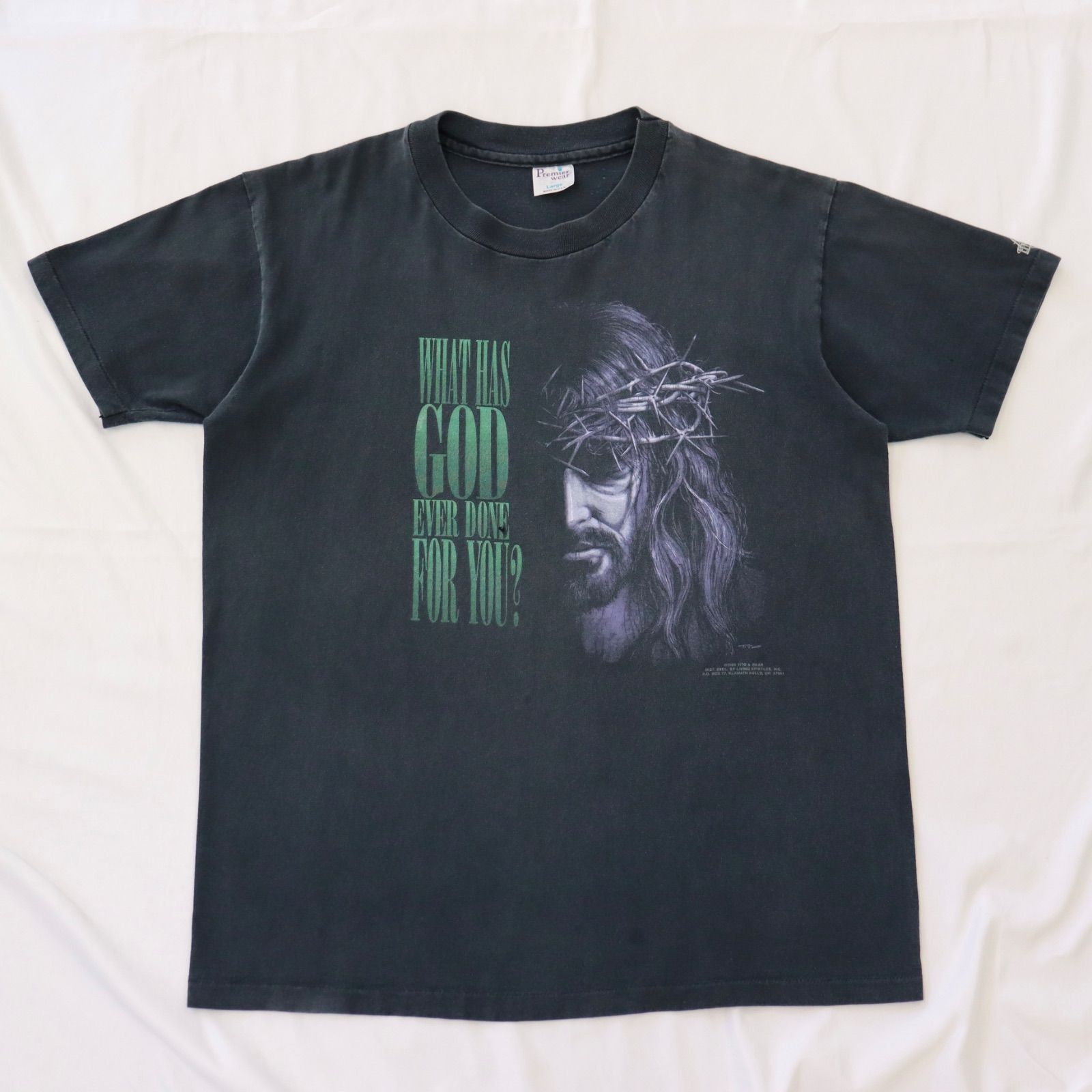 90s ジーザス　キリスト　シングルステッチ　ブラック 　フェード 90s ジーザスキリストシングルステッチブラック フェード