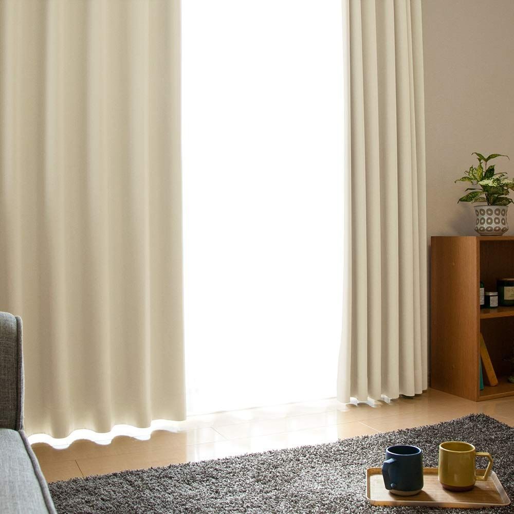 Color:103-ベージュ_Size:(幅)150cm×(丈)210cm 【Ezee】 遮光1級 防炎ラベル付き 遮熱 断熱 省エネ カーテン/防炎クラアク 幅150cm×丈210cm 1枚入 / 色 ベージュ