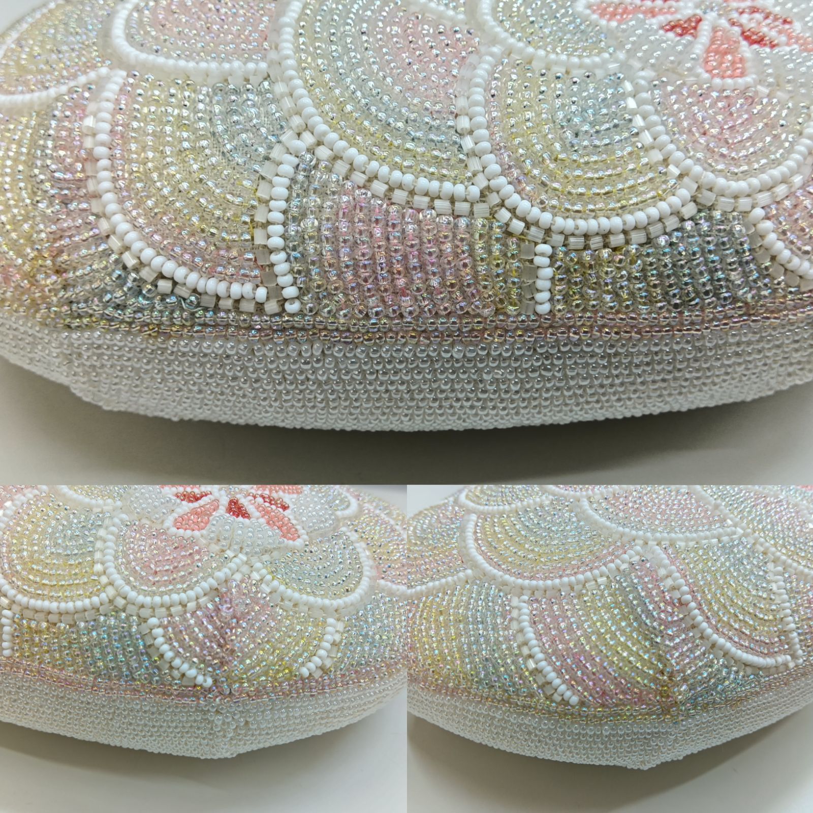 昭和レトロ 希少レア 🔷 前面総柄 ビーズ刺繍バッグ 🔴 ビーズ
