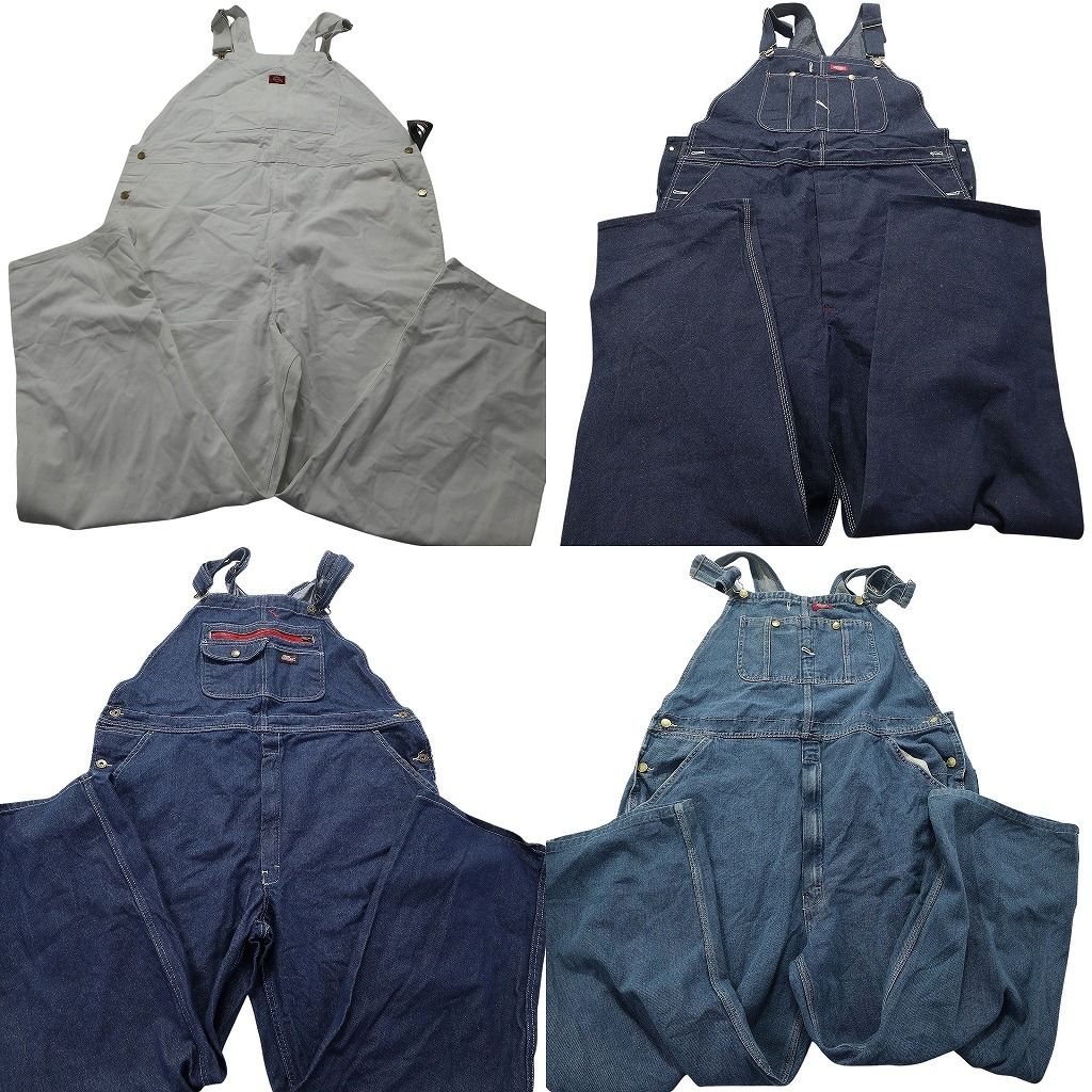 古着卸 ディッキーズ Dickies オーバーオール 4枚セット メンズ XL |46 |44 インディゴブルー アメカジ 白 古着 NA7121