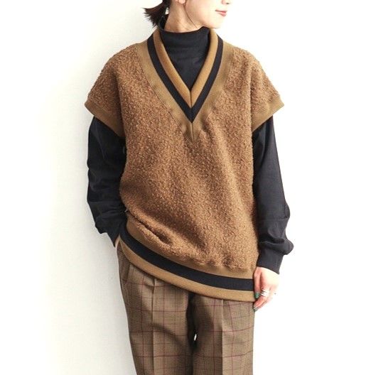 HAVERSACK ハバーザック 20AW 日本製 Sheep Pile Knit Vest シープパイルニットベスト 312001 1 Brown ジレ トップス【中古】【HAVERSACK】 HAVERSACK ハバーザック 20AW 日本製 Sheep Pile Knit Vest