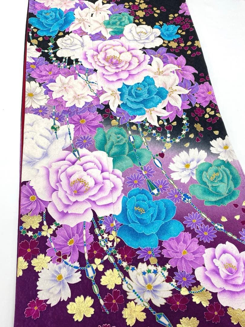 振袖 豪華 金駒 金彩 紋意匠 牡丹 身丈164cm パールトーン加工済 