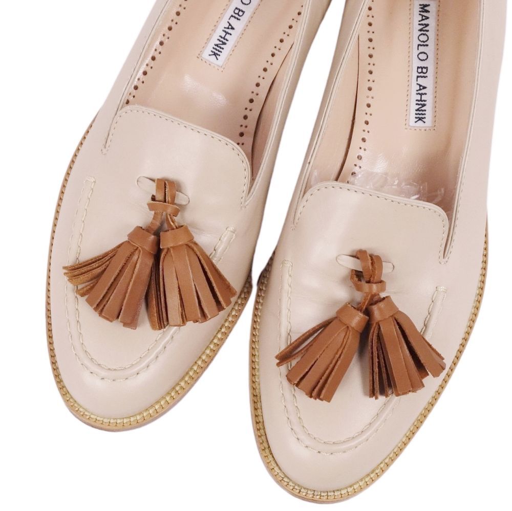 美品 マノロ・ブラニク Manolo Blahnik ローファー タッセル レザ