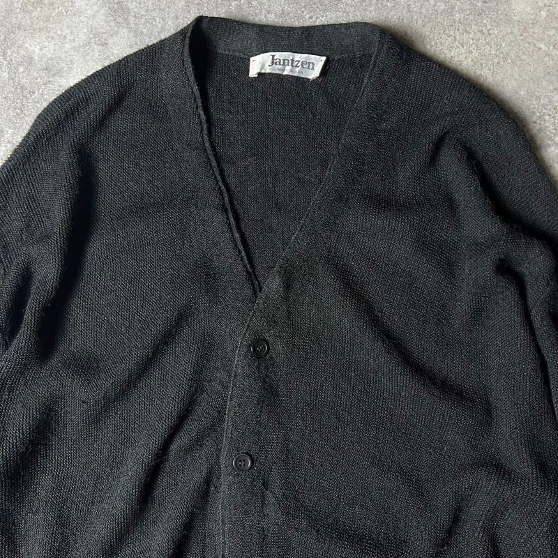 80s USA製 Jantzen カーディガン L ジャンセン ブラック 黒