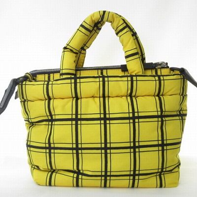 MARNI ブラック チェック ナイロン PUFFトートバッグ 2way MARNI(マルニ) ブラック チェック ナイロン PUFFトートバッグ