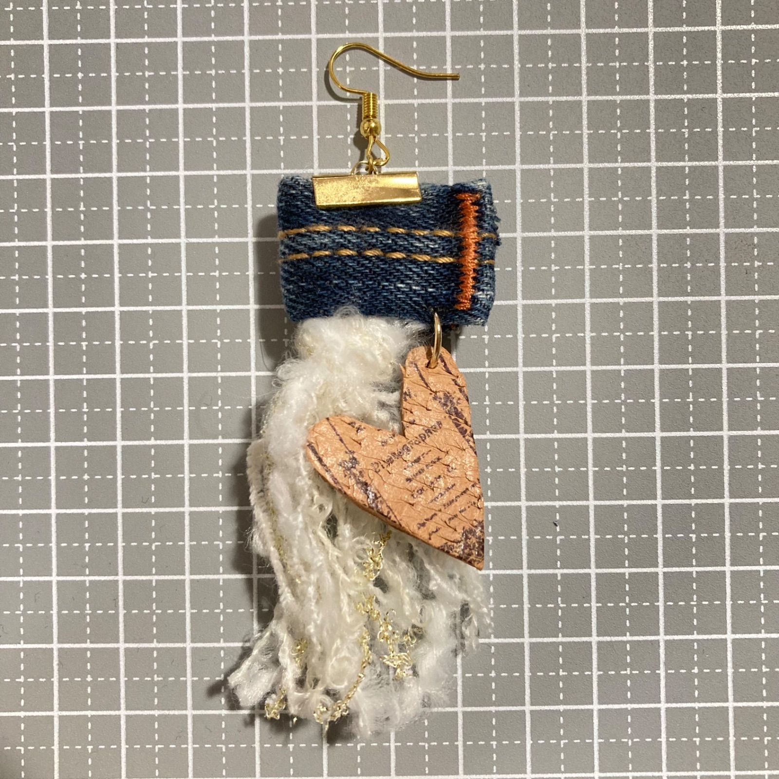 No.0030 デニムピアス ハンドメイド - メルカリ
