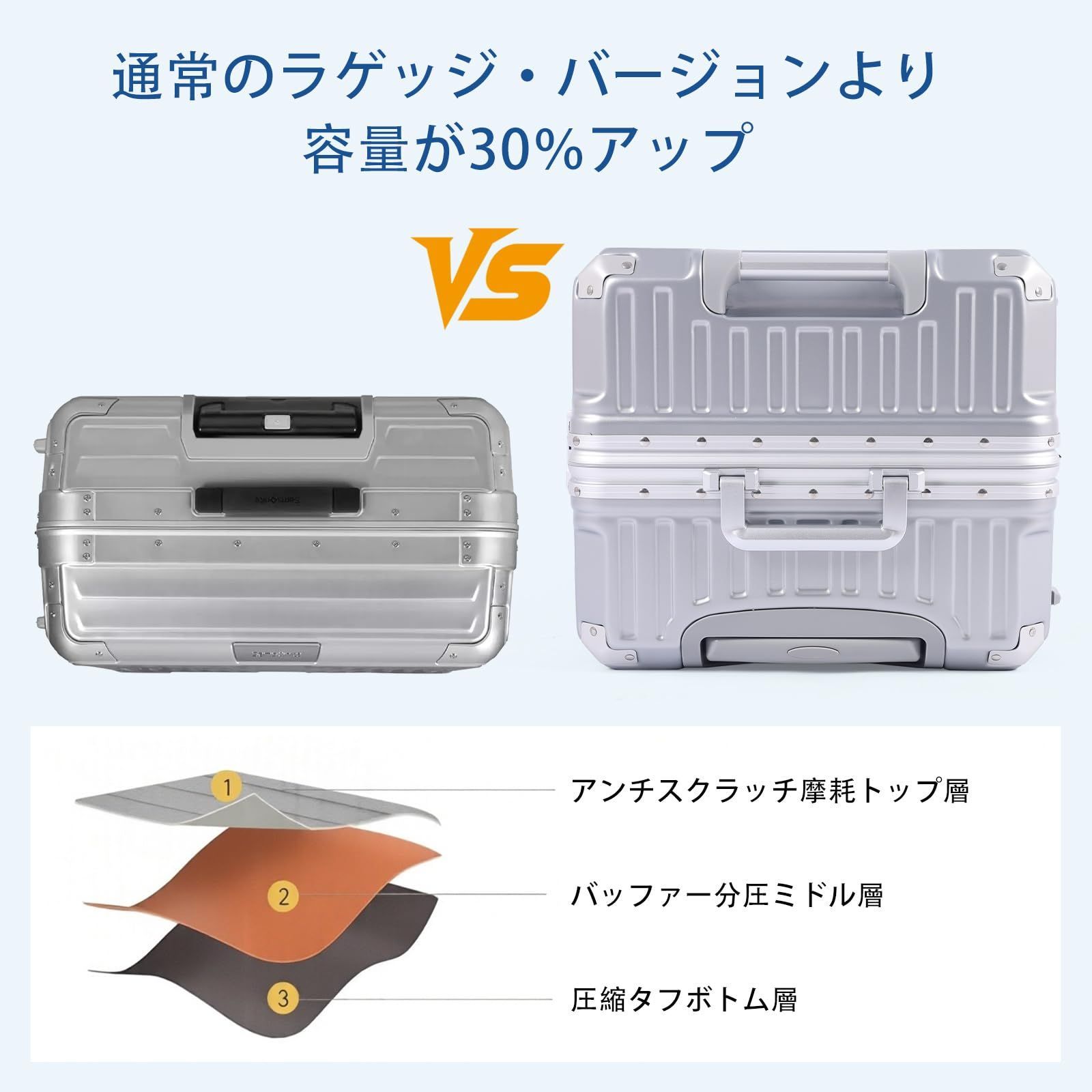 スーツケース出張 特別の収納 留学用スーツケース大型 大容量USB 26寸luggage Silver GGQAAA 26 inch 5-7泊 64 L