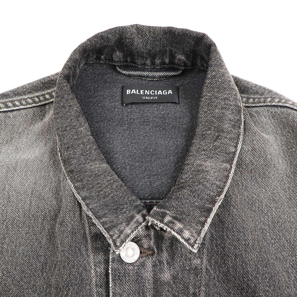 BALENCIAGA バレンシアガ 20AW Grey Denim Oversized Zip-Up Jacket ジップアップオーバーサイズデニムジャケット 657602 TBP47 ブラック M