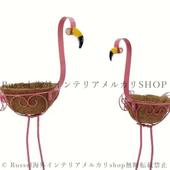 植木鉢 フラワーバスケット プランター ピンク メタル 孔雀 ピーコック 庭 植木鉢 フラワーバスケット プランター 2個セット ピンク 曲線