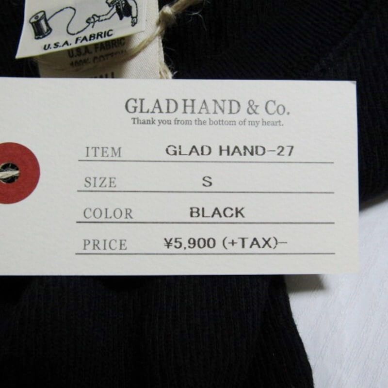 未使用 GLADHAND グラッドハンド 長袖Tシャツ GLADHAND-27 クルーネック WIDE WAFFLE L/S T-SHIRTS ブラック 黒 S タグ付き 27106859