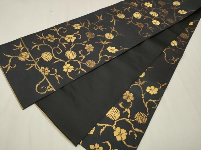 平和屋着物○六通柄袋帯 草花鎧縅文 金銀糸 正絹 逸品