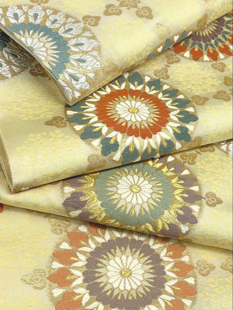 西陣織 袋帯 華紋 加藤善織物 ♥品 金糸 銀糸 正絹 六通